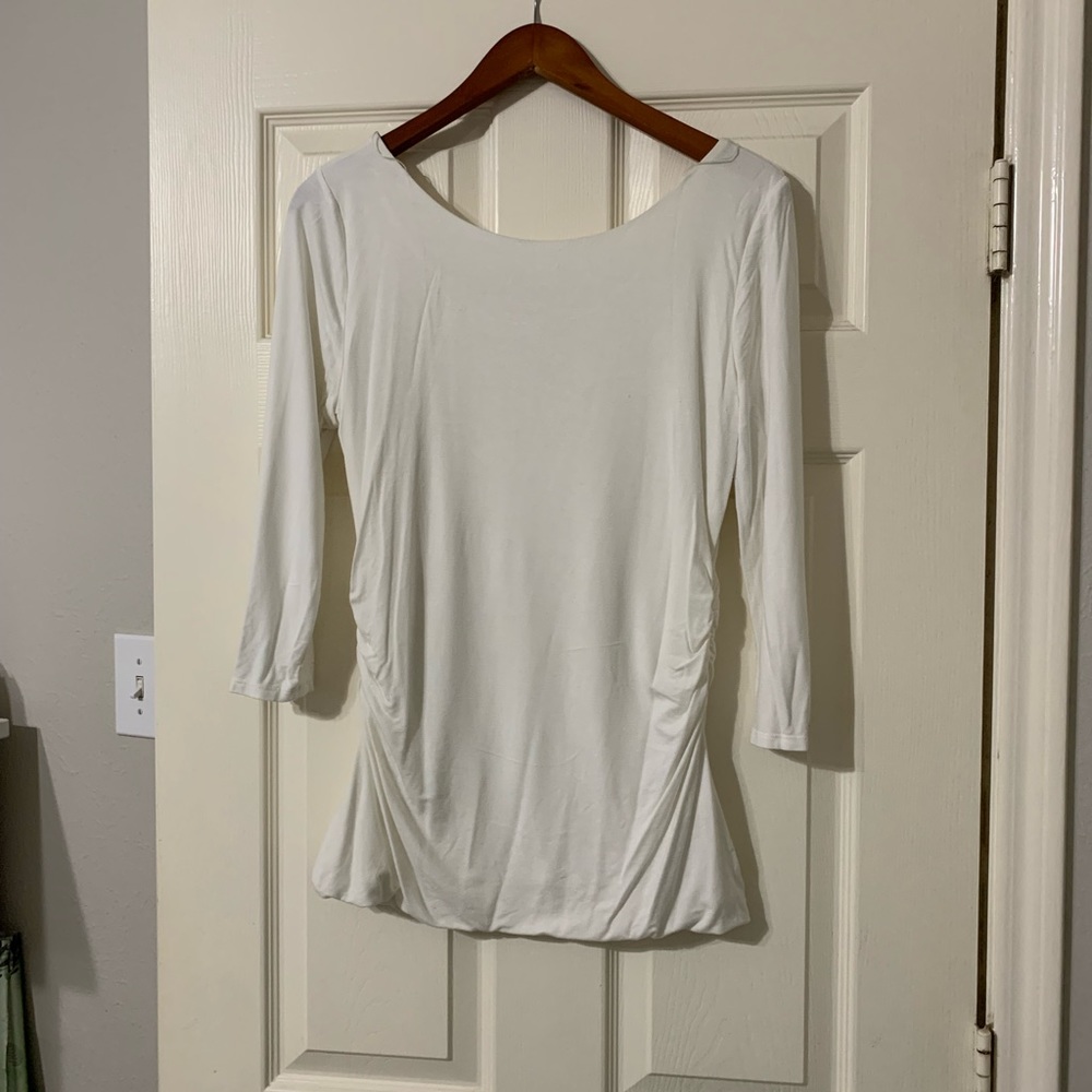WHBM ivory knit double layered fabric 3/4 sleeve top